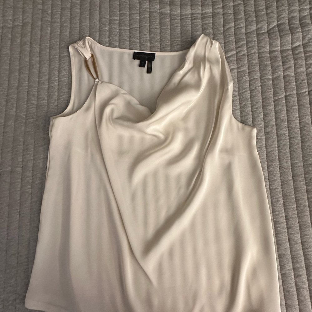Donna Karan Cream Drape Neck Blouse